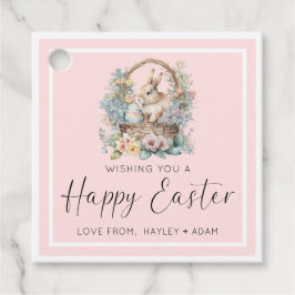 Roze Happy Paaster Bunny Bedankjes Labels