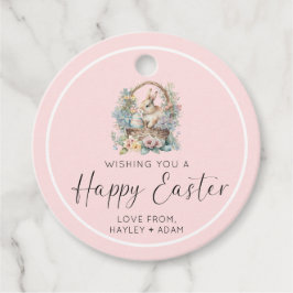 Roze Happy Paaster Bunny Bedankjes Labels