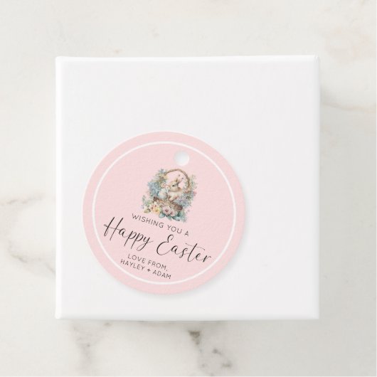 Roze Happy Paaster Bunny Bedankjes Labels (In situ)