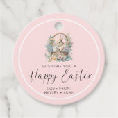 Roze Happy Paaster Bunny Bedankjes Labels (Voorkant)