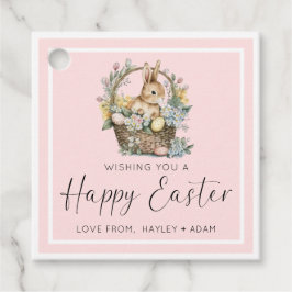 Roze Happy Paaster Bunny Bedankjes Labels