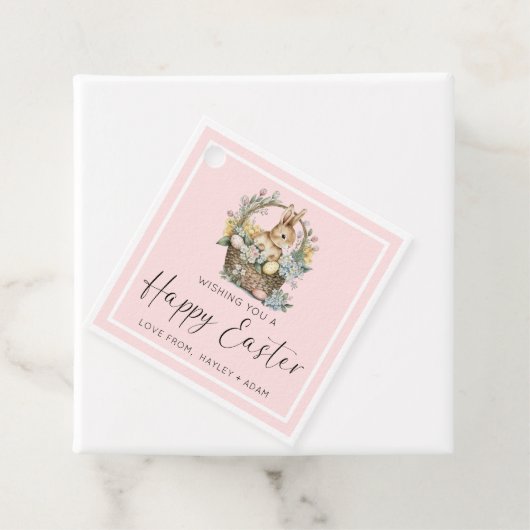 Roze Happy Paaster Bunny Bedankjes Labels (In situ)