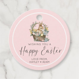 Roze Happy Paaster Bunny Bedankjes Labels