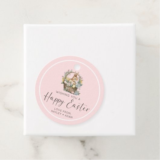 Roze Happy Paaster Bunny Bedankjes Labels (In situ)