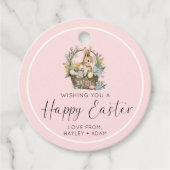 Roze Happy Paaster Bunny Bedankjes Labels (Voorkant)