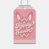 Roze Happy Paaster Bunny Cadeaulabel (Voorkant)