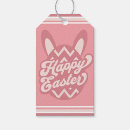 Roze Happy Paaster Bunny Cadeaulabel
