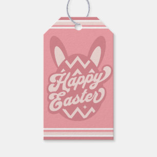 Roze Happy Paaster Bunny Cadeaulabel