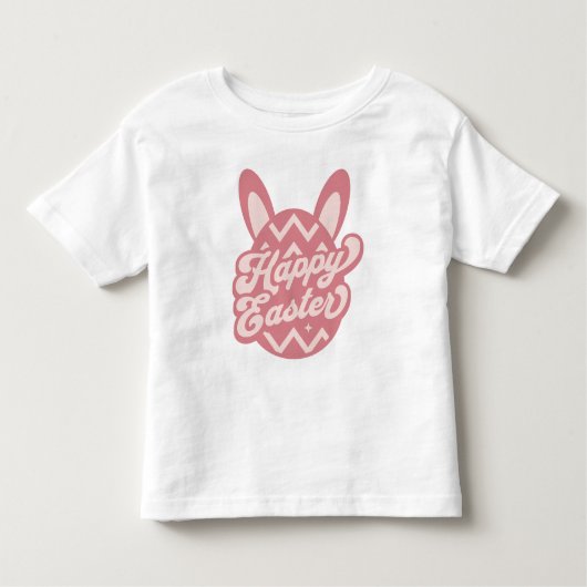 Roze Happy Paaster Bunny Kinder Shirts (Voorkant)