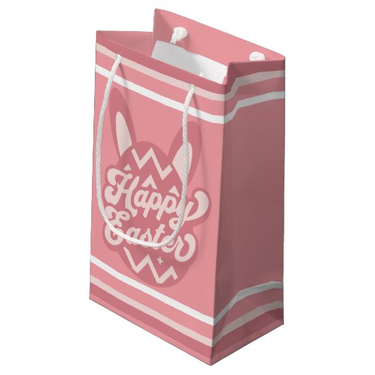 Roze Happy Paaster Bunny Klein Cadeauzakje (Achterkant Gekanteld)