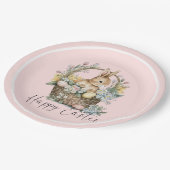 Roze Happy Paaster Bunny Papieren Bordje (Gekanteld)