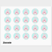 Roze Happy Paaster Bunny Ronde Sticker (Vel)