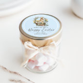 Roze Happy Paaster Bunny Ronde Sticker