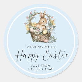Roze Happy Paaster Bunny Ronde Sticker