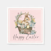 Roze Happy Paaster Bunny Servet (Voorkant)