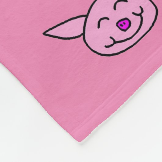 Roze Happy Pig Fleece Deken (Hoek)