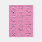 Roze Happy Pig Fleece Deken (Voorkant)
