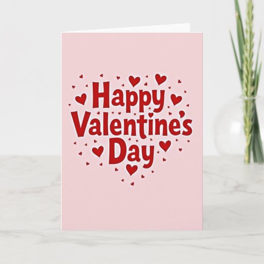 Roze Happy Pop Valentijnsdag Hart Kaart (Voorkant)