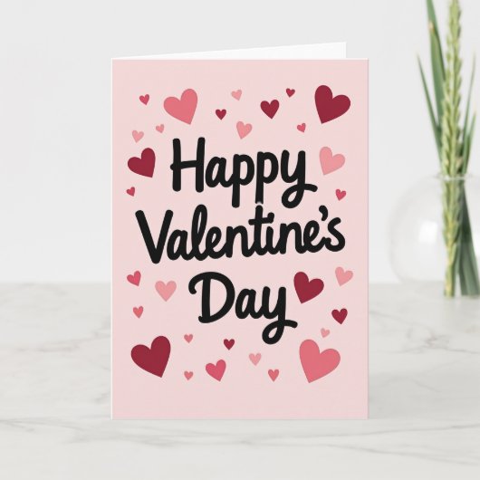 Roze Happy Script Valentijnsdagkaart Kaart (Voorkant)