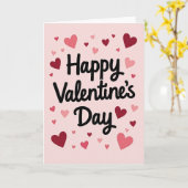 Roze Happy Script Valentijnsdagkaart Kaart (Gele Bloem)