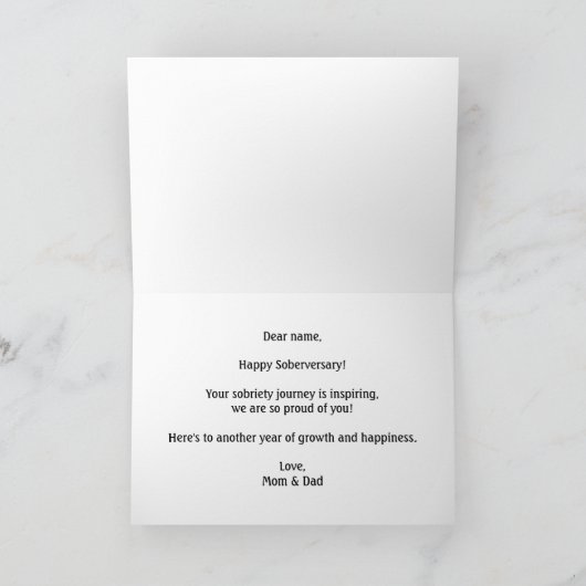 Roze Happy Soberversary, Sobriety Jubileum Kaart (Binnen)