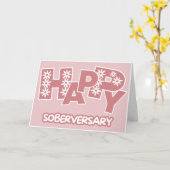 Roze Happy Soberversary, Sobriety Jubileum Kaart (Gele Bloem)