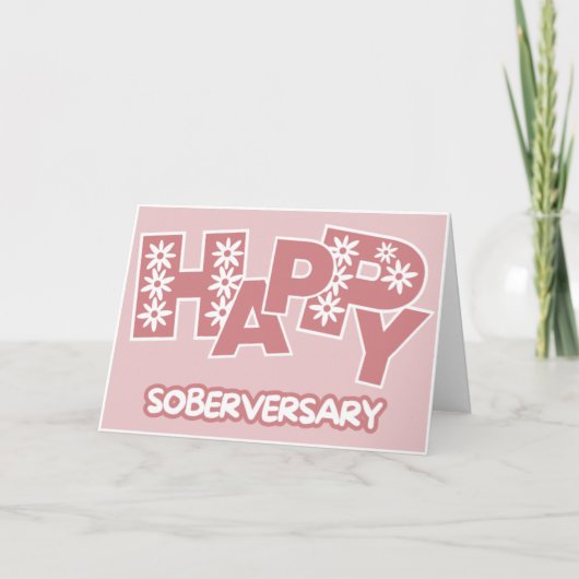 Roze Happy Soberversary, Sobriety Jubileum Kaart (Voorkant)