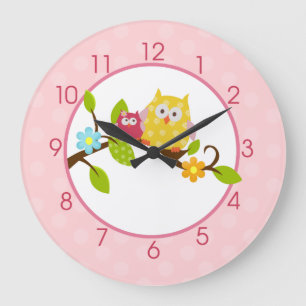 Roze Happy Tree Owl klok