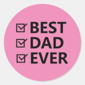 Roze Happy Vaderdag Stickers (Voorkant)