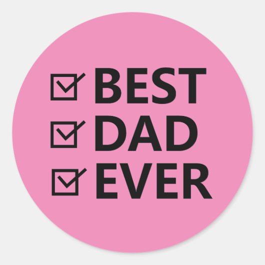 Roze Happy Vaderdag Stickers (Voorkant)