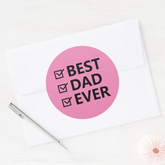 Roze Happy Vaderdag Stickers (Envelop)