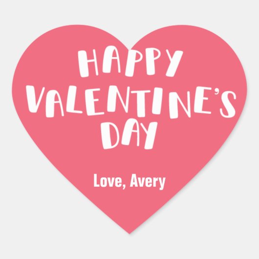 Roze Happy Valentijn’s Day Hart Sticker (Voorkant)