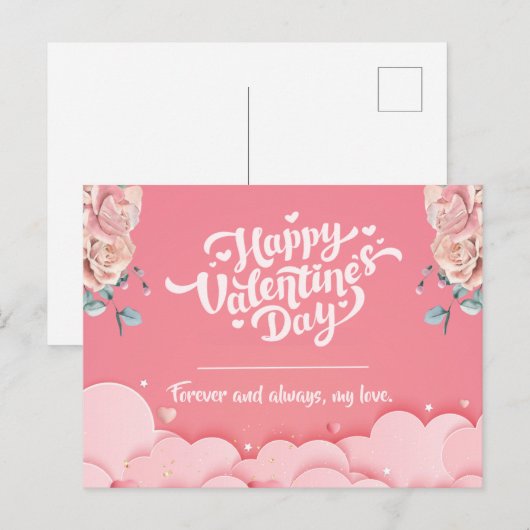 Roze Happy Valentijnsdag Briefkaart (Voorkant / Achterkant)