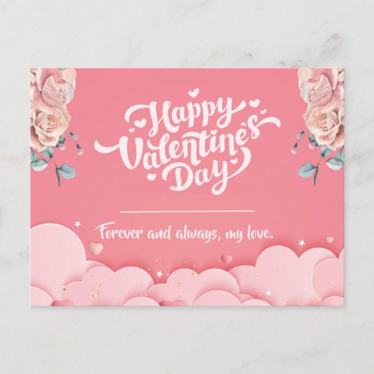 Roze Happy Valentijnsdag Briefkaart (Voorkant)