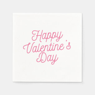 Roze Happy Valentijnsdag   Napkin Servet