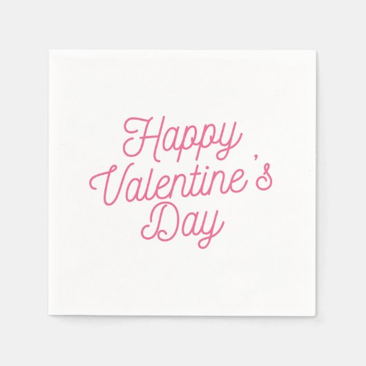Roze Happy Valentijnsdag | Napkin Servet (Voorkant)