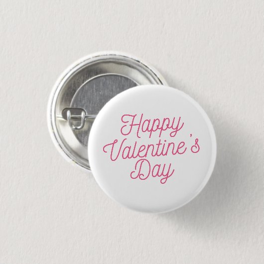 Roze Happy Valentijnsdag | Pin-Button Ronde Button 3,2 Cm (Voorkant /achterkant)