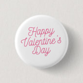 Roze Happy Valentijnsdag | Pin-Button Ronde Button 3,2 Cm (Voorkant)