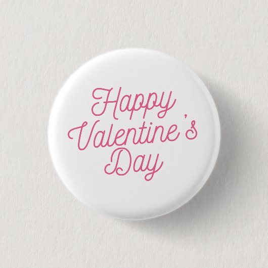 Roze Happy Valentijnsdag | Pin-Button Ronde Button 3,2 Cm (Voorkant)