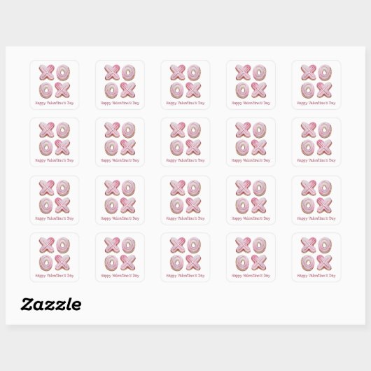 Roze Happy Valentijnsdag Vierkante Sticker (Vel)