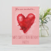 Roze Harart zoete 16e verjaardag Kaart (Staand voorkant)