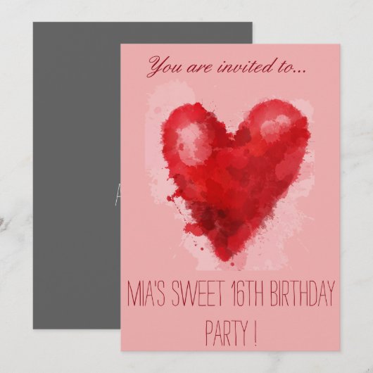 Roze Harart zoete 16e verjaardag Kaart (Voorkant / Achterkant)