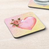 Roze harde onderzetters/kurk achterzijde - set van bier onderzetter (Linkerzijde)