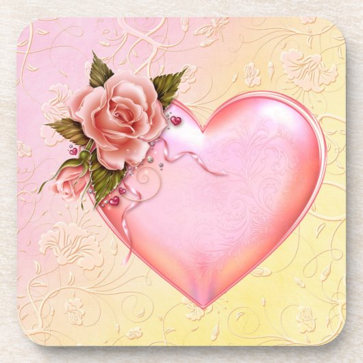 Roze harde onderzetters/kurk achterzijde - set van bier onderzetter (Voorkant)