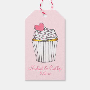 Roze hardeliefde Cupcake Vrijgezellenfeest Weddens Cadeaulabel