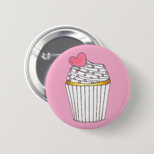 Roze hardeshars Cupcake Vrijgezellenfeest Birthday Ronde Button 5,7 Cm (Voorkant /achterkant)