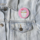 Roze hardeshars Cupcake Vrijgezellenfeest Birthday Ronde Button 5,7 Cm (In situ)