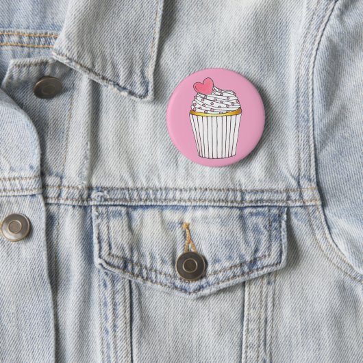 Roze hardeshars Cupcake Vrijgezellenfeest Birthday Ronde Button 5,7 Cm (In situ)