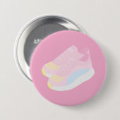 Roze hardloopschoenen ronde button 7,6 cm (Voorkant /achterkant)