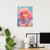 Roze haren: de essentie van vrouwelijkheid poster (Thuiskantoor)